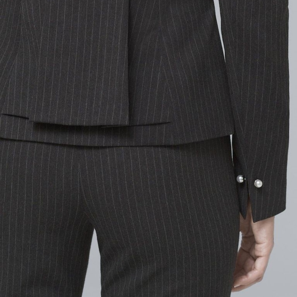 Grey Pinstripe Pearl Detail Suiting Pants